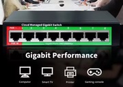 Gigabit Ethernet 8-portowy przełącznik sieciowy 48V POE 100/1000 mb/s