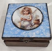 Szkatułka pudełko  kufer  Aniołek rękodzieło  prezent Boże Narodzenie 