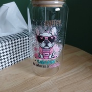 Szklanka z bambusowa pokrywką i szklaną rurką 