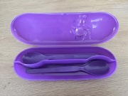 Hipp nowe etui dwie łyżeczki fiolet dziecko sztućce do karmienia dziecka