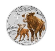 Srebrna moneta Lunar III Rok Woła Kolor 1 oz