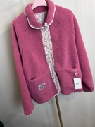 Kurtka dwustronna wiosna baranek fuksja 