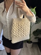 Tu pleciona torba A4 na ramię bohochic shopper oldmoney preppy minimal ecru
