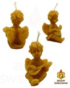 Świeca z wosku pszczelego Aniołek z gitarą Zielony Świecownik