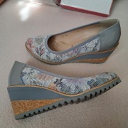 Szare skórzane czółenka Bioeco by Arka