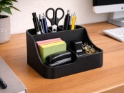 Organizer na biurko przybornik biurowy stojak na długopisy CZARNY BIAŁY