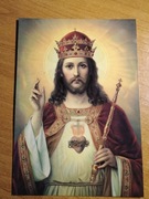 (UNIKAT)Obrazek Króla Jezusa Chrystusa z modlitwą.Katolicyzm.Polska.Religia