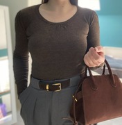 Brązowa bluzka damska czekoladowy sweter 80% bawełna 20% wełna