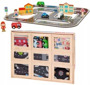 DREWNIANA DROGA MIEJSKA ZNAKI DROGOWE POLICJA STRAŻ POŻARNA MINI MATTERS