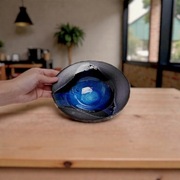 Dekoracyjny ceramiczny talerz – głęboki niebieski, handmade