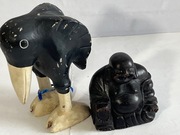 RZEŹBY, Budda i kruk,drewnoSUAR {?}.