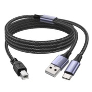 MOSWAG Kabel USB do drukarki 2w1 1M z kablem USB C