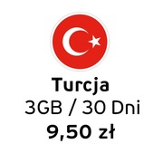 eSIM do Turcji | Internet w Turcji | 3GB | 9,50 zł | Dostawa natychmiast