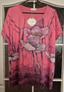 Koszulka Damska w kwiaty Różowa 2XL-3XL