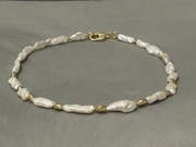 Naszyjnik 49 cm Perły barokowe podłużne Nugettsy Złocone 24K