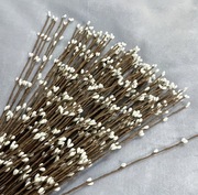 ZESTAW 10x GAŁĄZKI BAZIE 40cm BIAŁE PĄKI BOHO DIY