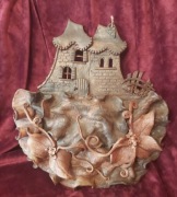 Piękna skórzana figurka zamek burg Schloss XXw. Bawaria.