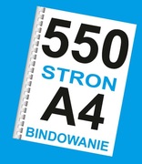 Książka druk A4 mono do 550 stron + bindowanie