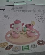 Piękny drewniany zestaw dla dzieci filiżanki dzbanek 