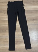 Legginsy damskie z wiązaniem s/m czarne