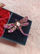 Broszka brosza przypinka ozdoba dekoracja ważka motyl owad kryształki bal