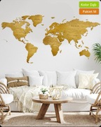 Drewniana Mapa Świata na ścianę z państwami i granicami 250x125cm duża