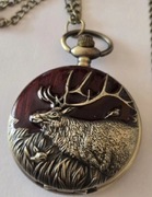 Zegarek kieszonkowy myśliwski JELEŃ BYK do munduru myśliwskiego, leśnika.