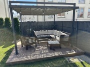 Zestaw ogrodowy narożnik IKEA + stolik kawowy + fotel + podnóżek