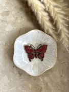 Broszka motyl retro vintage z czerwonymi kryształkami elegancka