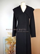 Czarny długi płaszcz Massimo Dutti nowy z dużym kołnierzykiem