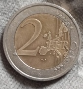 Rzadka francuska moneta 2 euro  1999 r. – Drzewo Życia, z błędem drukarskim
