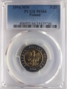 5 ZŁ 1994 PCGS MS66 ! RZADKOŚĆ PIĘKNA