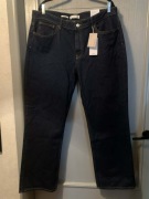 Mango MNG spodnie jeans dżins straight proste granatowe casual duże