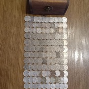 Kuferek 120 szt.monet w tym połowa srebrne, zestaw !