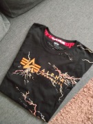 ALPHA INDUSTRIES__ CZARNY T SHIRT MĘSKI PRINT __BDB__M
