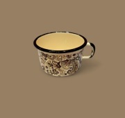 Duży,emaliowany garnuszek/rondelek PRL,wzór paisley, 0.9 l.