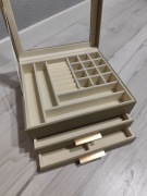 Songmics Pudełko na biżuterię, szkatułka kuferek 3 poziomy