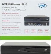 Rejestrator IP NVR PNI House IP810 4K PoE H.265+ ONVIF AI aplikacja 500GB