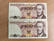 Zestaw Banknoty PRL 100 zł SER. FE, FT 1979