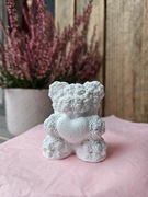 Miś różany z serduszkiem - gipsowa figurka DIY do malowania