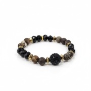 Bransoletka czarna złota khaki handmade kamienie