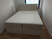 Łóżko tapicerowane 160x210 cm z pojemnikiem – nowe, jasny beż