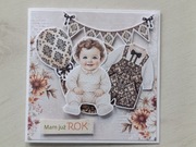 Kartkaokolicznościowa na roczek dla chłopca rękodzieło 