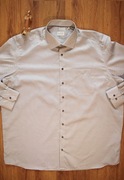 Koszula Eterna r. 48 męska dł rękaw wzór beżowa bawełna