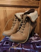 Ciepłe botki na obcasie kozaczki 38