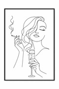 Plakat One Line Art  Kobieta z papierosem Minimalistyczna dekoracja ścienna