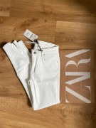 Zara białe woskowane spodnie rurki jeansy skinny NEW 98% bawełna