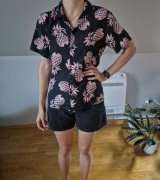 Czarna koszula Sandro Paris M/L, ananasy, unisex