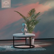 Stolik kawowy “O” czarny z marmurem Ariston White