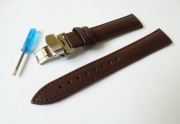 Pasek skórzany brązowy gładki do zegarka 18mm 20mm 22mm zapięcie motylkowe